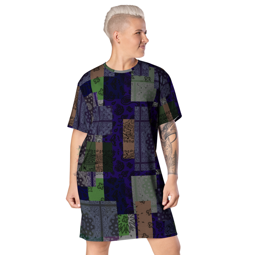ROYAL ICONIC. | Patchwork Bandana Flag High End Modern Urban MuuMuu Tshirt Dress Custom Design #2