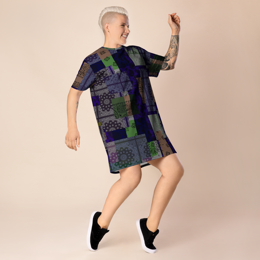 ROYAL ICONIC. | Patchwork Bandana Flag High End Modern Urban MuuMuu Tshirt Dress Custom Design #2