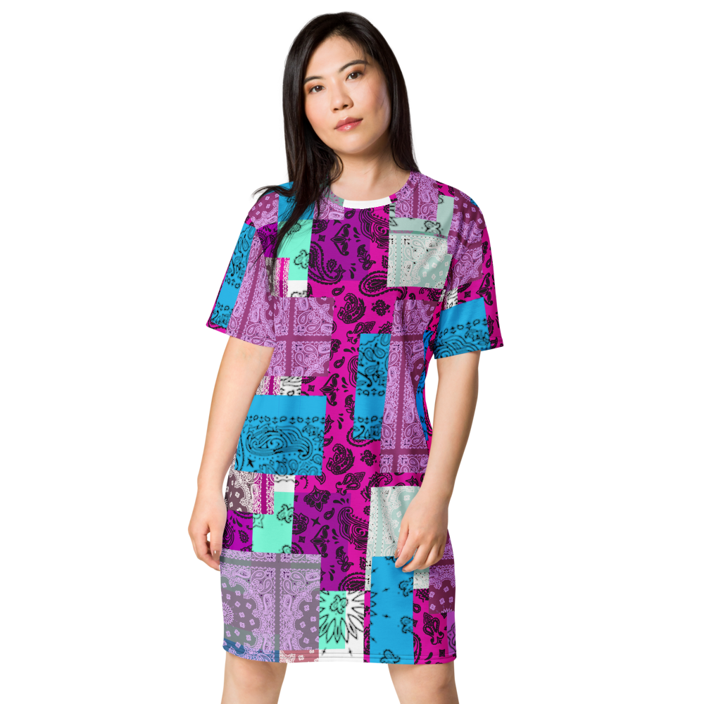 ROYAL ICONIC. | Patchwork Bandana Flag High End Modern Urban MuuMuu Tshirt Dress Custom Design #3