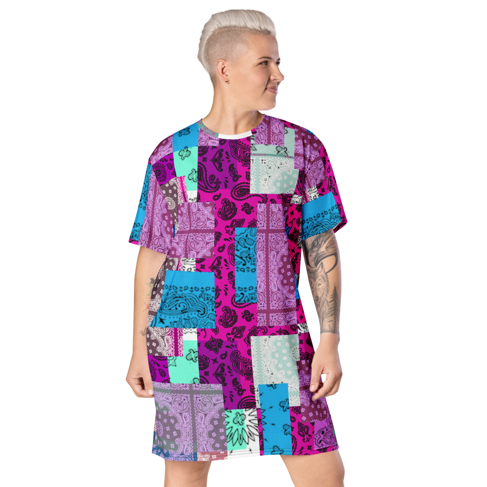 ROYAL ICONIC. | Patchwork Bandana Flag High End Modern Urban MuuMuu Tshirt Dress Custom Design #3