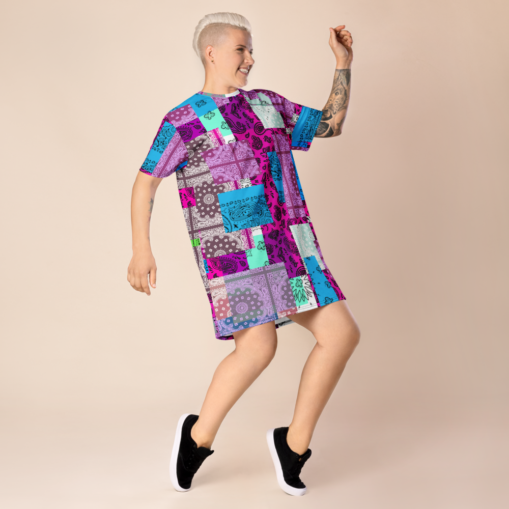 ROYAL ICONIC. | Patchwork Bandana Flag High End Modern Urban MuuMuu Tshirt Dress Custom Design #3
