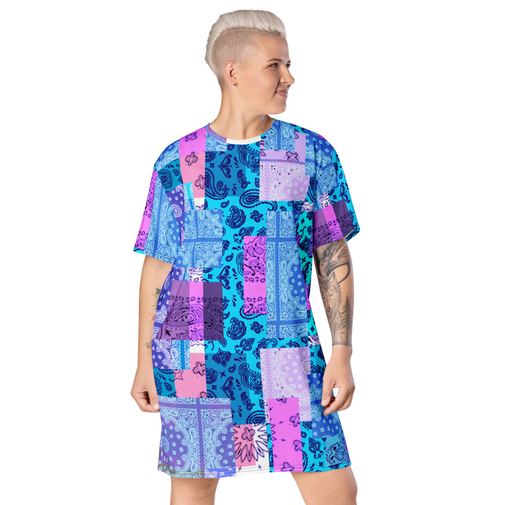 ROYAL ICONIC. | Patchwork Bandana Flag High End Modern Urban MuuMuu Tshirt Dress Custom Design #4