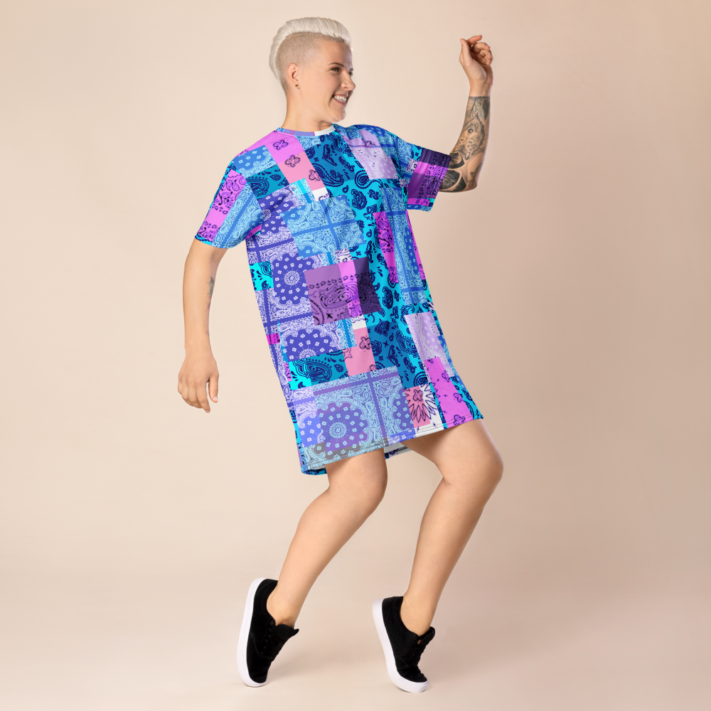 ROYAL ICONIC. | Patchwork Bandana Flag High End Modern Urban MuuMuu Tshirt Dress Custom Design #4