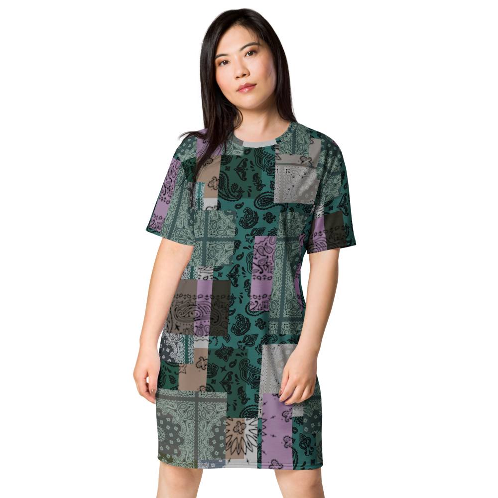 ROYAL ICONIC. | Patchwork Bandana Flag High End Modern Urban MuuMuu Tshirt Dress Custom Design #5