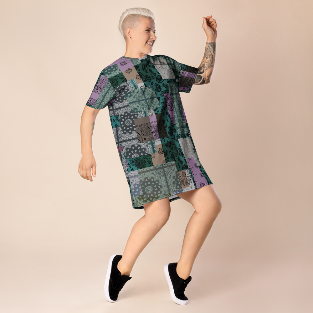 ROYAL ICONIC. | Patchwork Bandana Flag High End Modern Urban MuuMuu Tshirt Dress Custom Design #5