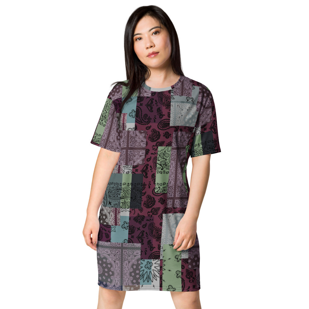 ROYAL ICONIC. | Patchwork Bandana Flag High End Modern Urban MuuMuu Tshirt Dress Custom Design #7