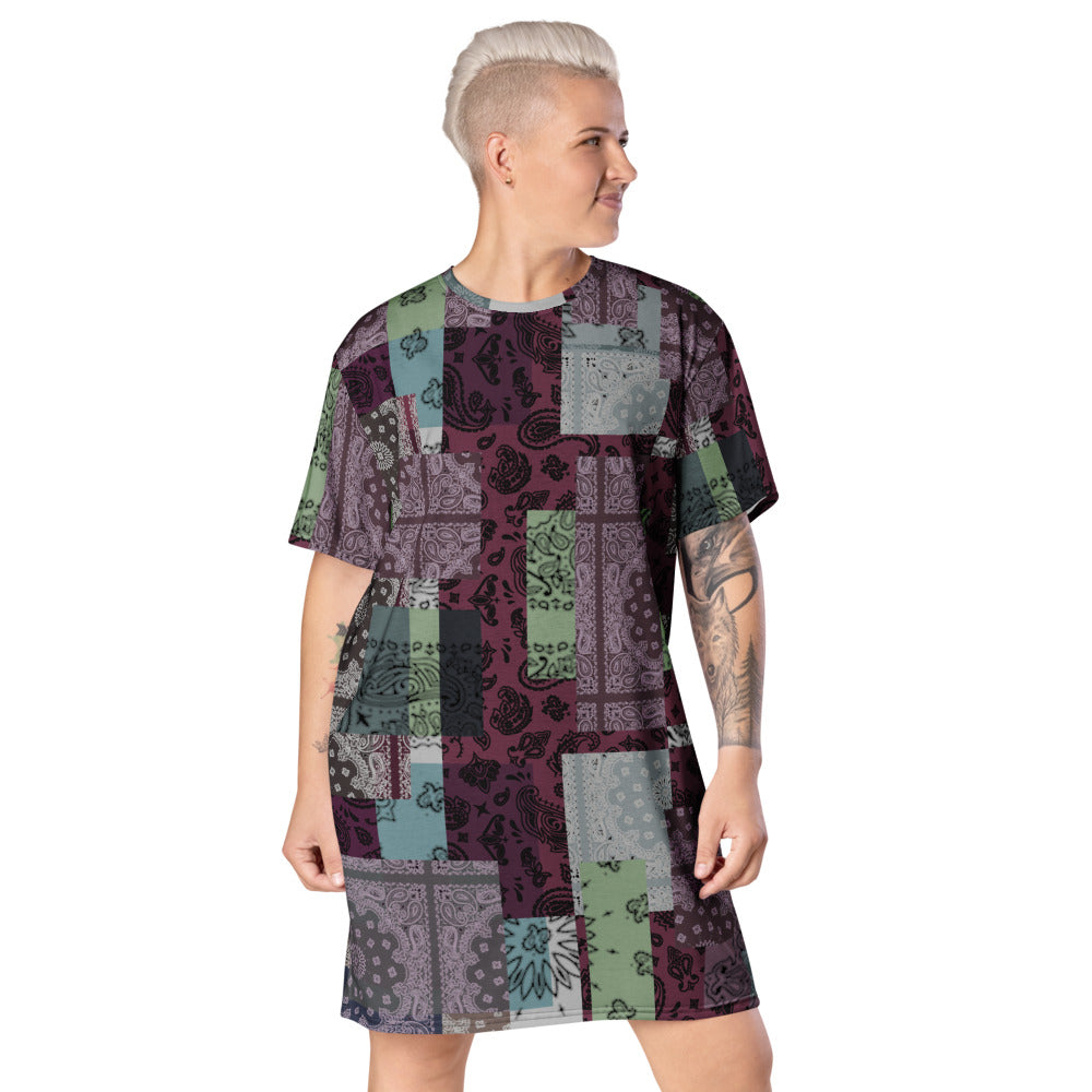 ROYAL ICONIC. | Patchwork Bandana Flag High End Modern Urban MuuMuu Tshirt Dress Custom Design #7