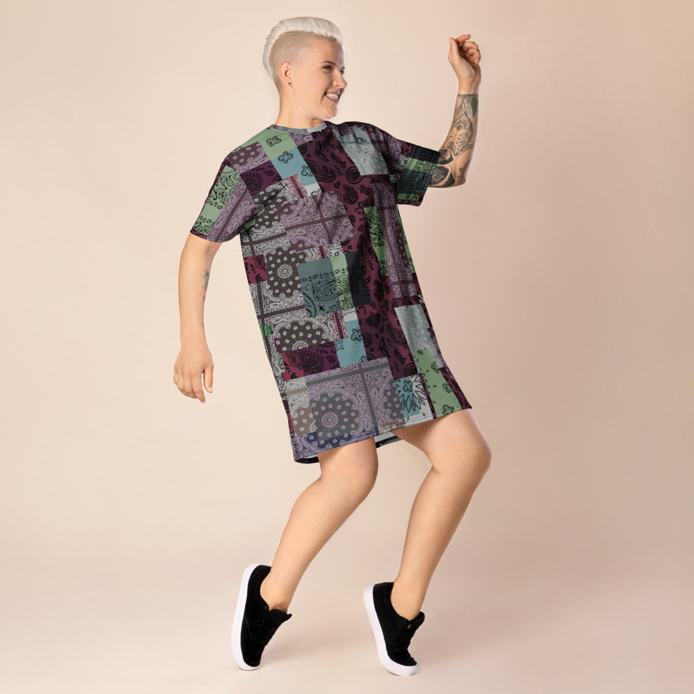 ROYAL ICONIC. | Patchwork Bandana Flag High End Modern Urban MuuMuu Tshirt Dress Custom Design #7