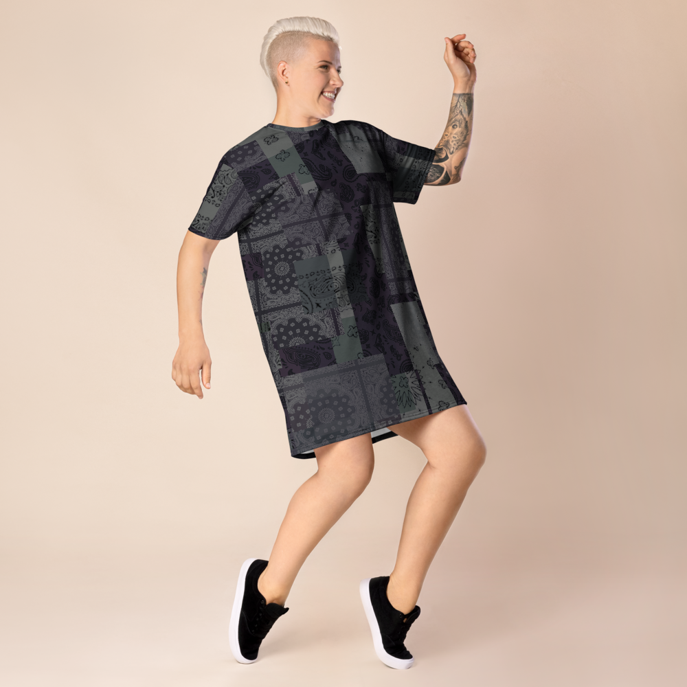 ROYAL ICONIC. | Patchwork Bandana Flag High End Modern Urban MuuMuu Tshirt Dress Custom Design #9