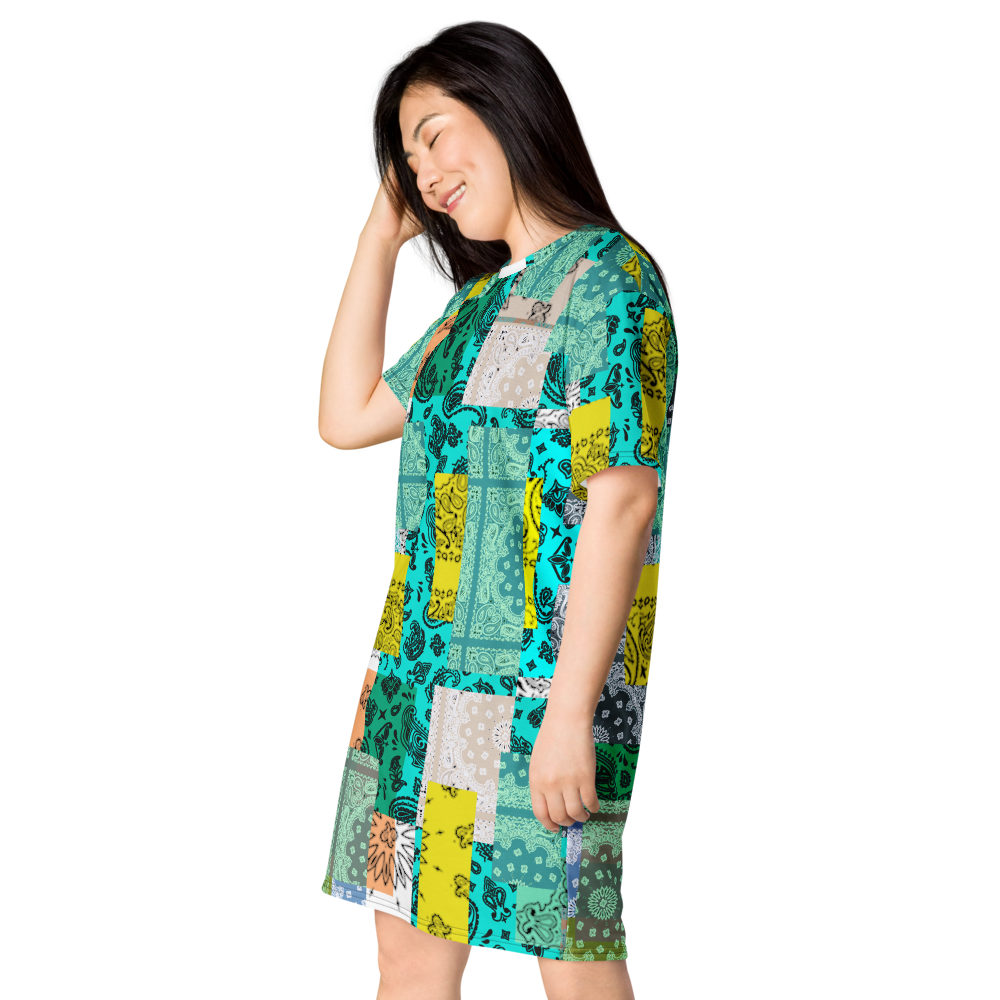 ROYAL ICONIC. | Patchwork Bandana Flag High End Modern Urban MuuMuu Tshirt Dress Custom Design #1