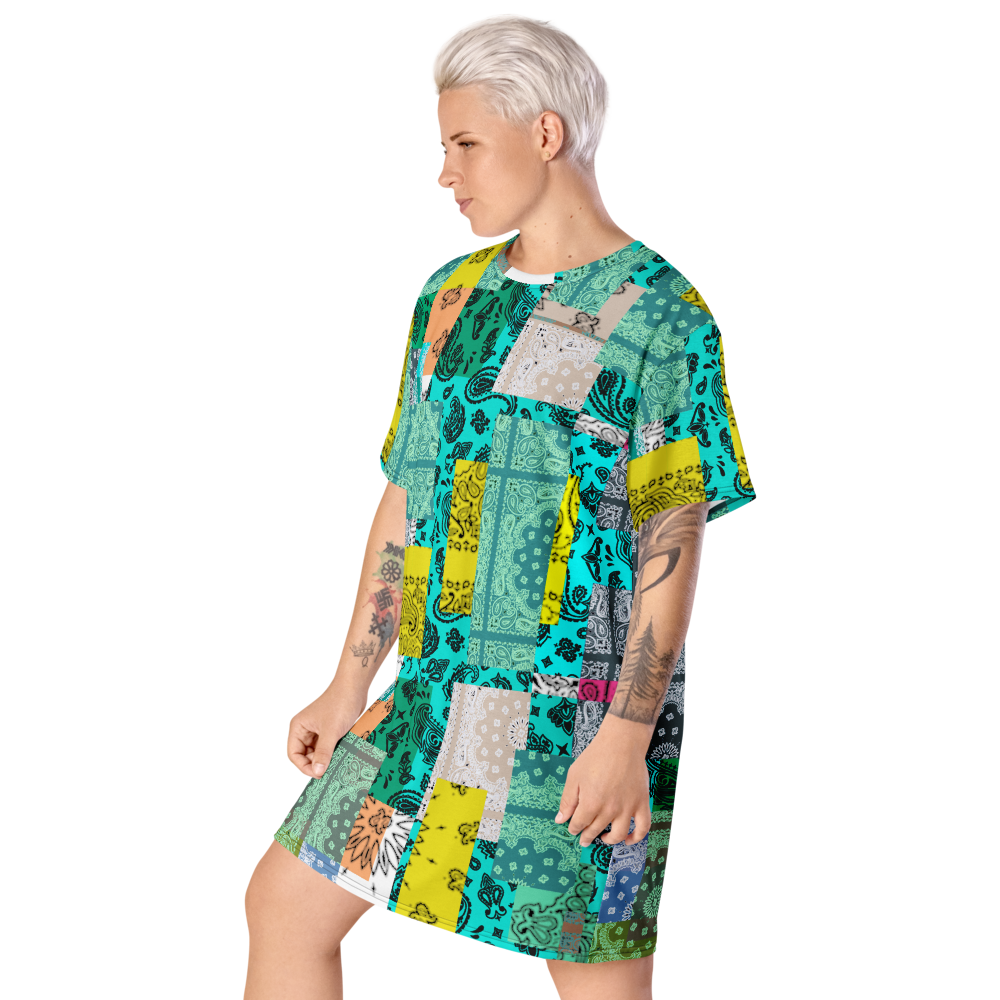 ROYAL ICONIC. | Patchwork Bandana Flag High End Modern Urban MuuMuu Tshirt Dress Custom Design #1