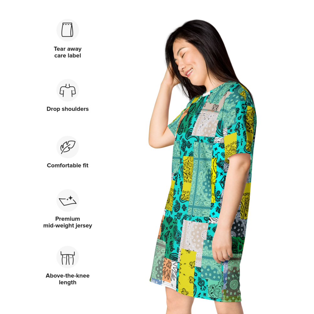 ROYAL ICONIC. | Patchwork Bandana Flag High End Modern Urban MuuMuu Tshirt Dress Custom Design #1