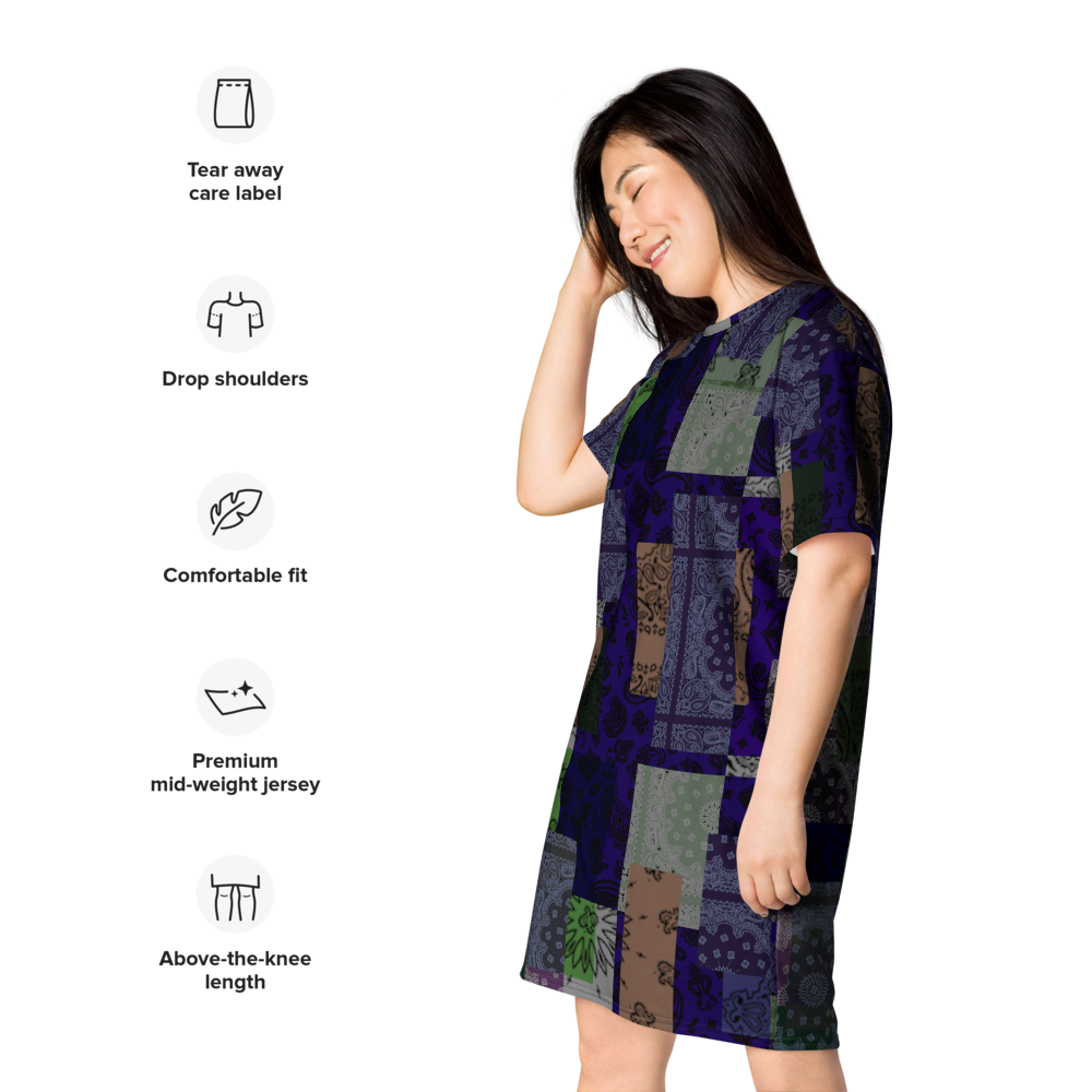 ROYAL ICONIC. | Patchwork Bandana Flag High End Modern Urban MuuMuu Tshirt Dress Custom Design #2