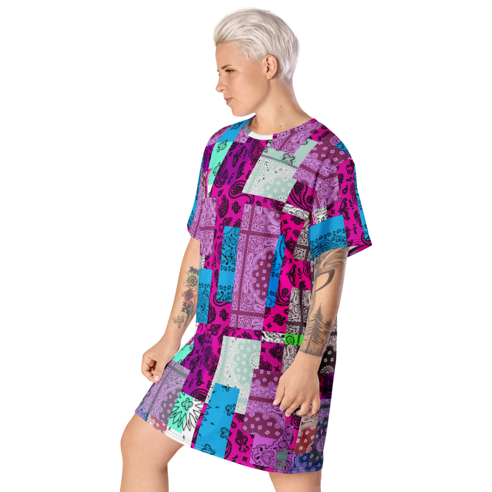 ROYAL ICONIC. | Patchwork Bandana Flag High End Modern Urban MuuMuu Tshirt Dress Custom Design #3