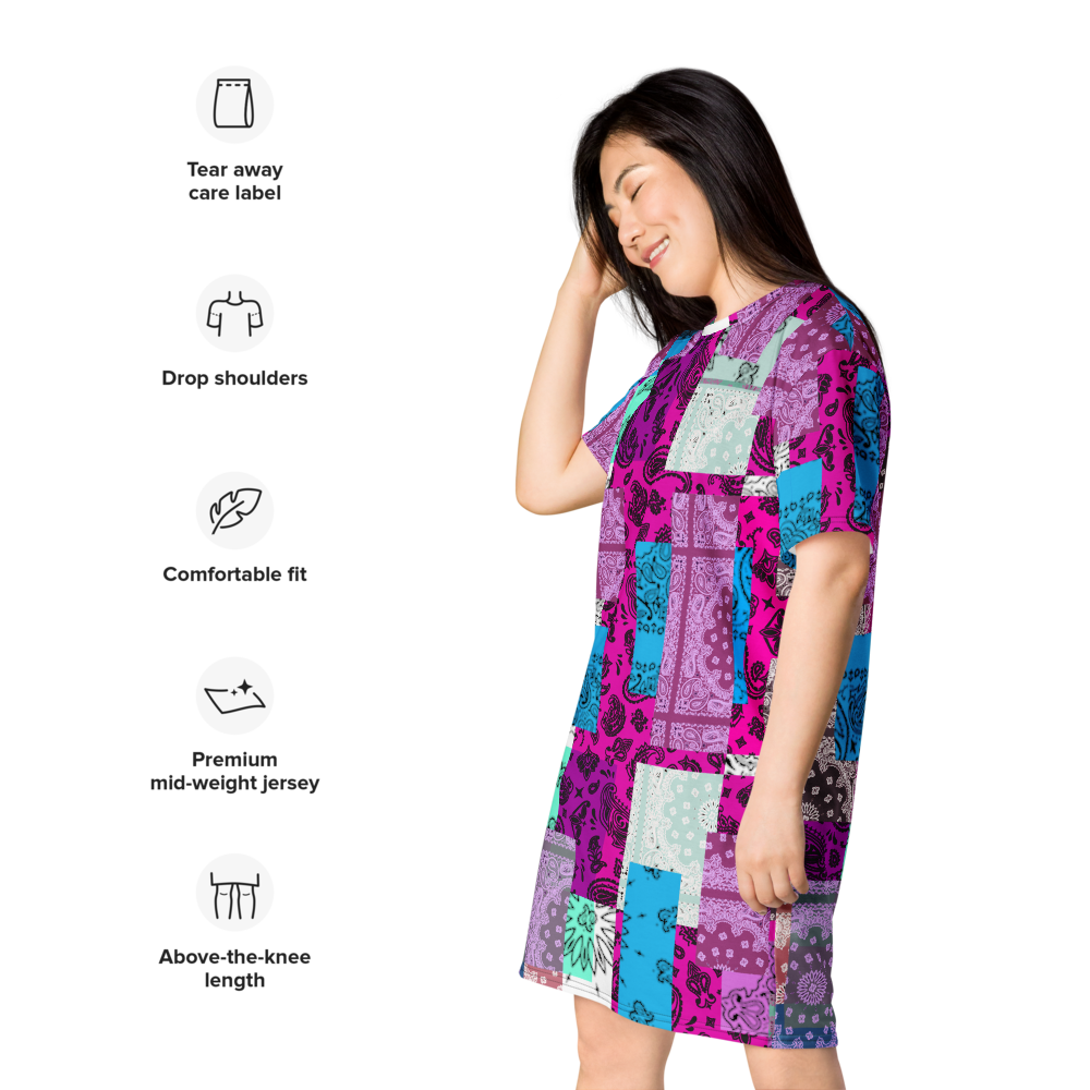 ROYAL ICONIC. | Patchwork Bandana Flag High End Modern Urban MuuMuu Tshirt Dress Custom Design #3