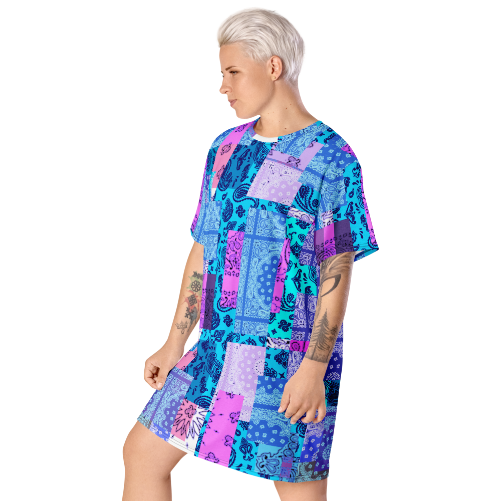 ROYAL ICONIC. | Patchwork Bandana Flag High End Modern Urban MuuMuu Tshirt Dress Custom Design #4