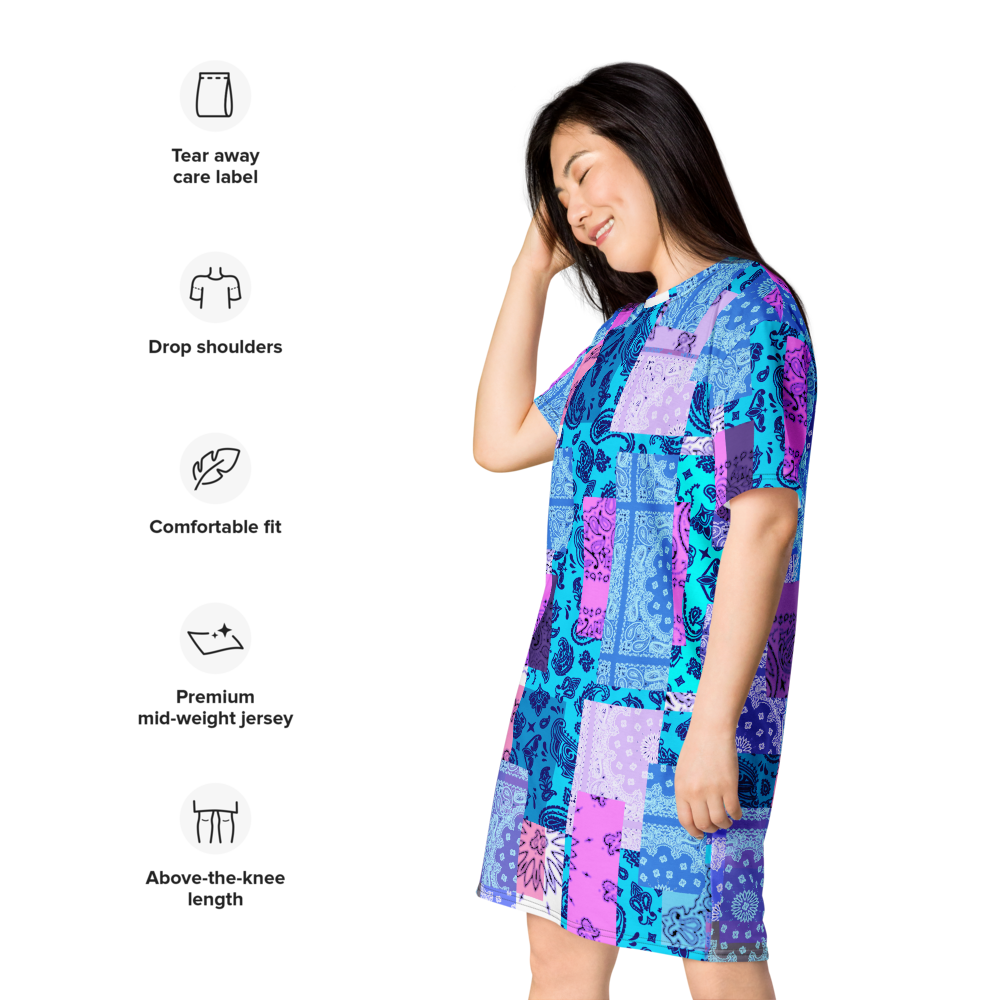ROYAL ICONIC. | Patchwork Bandana Flag High End Modern Urban MuuMuu Tshirt Dress Custom Design #4