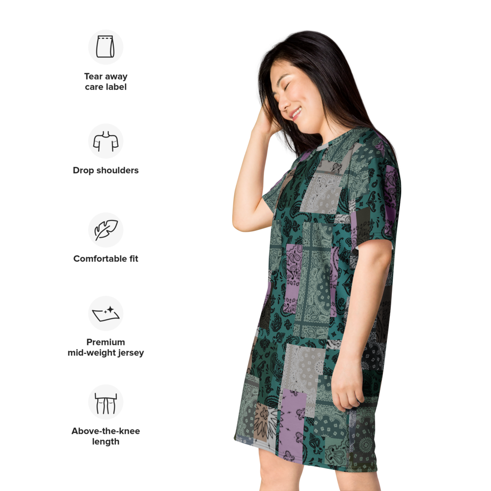 ROYAL ICONIC. | Patchwork Bandana Flag High End Modern Urban MuuMuu Tshirt Dress Custom Design #5