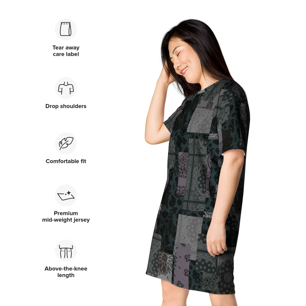 ROYAL ICONIC. | Patchwork Bandana Flag High End Modern Urban MuuMuu Tshirt Dress Custom Design #6