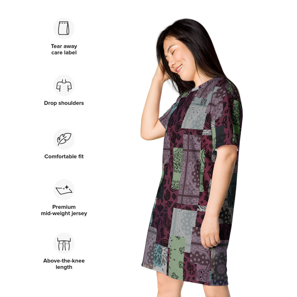ROYAL ICONIC. | Patchwork Bandana Flag High End Modern Urban MuuMuu Tshirt Dress Custom Design #7