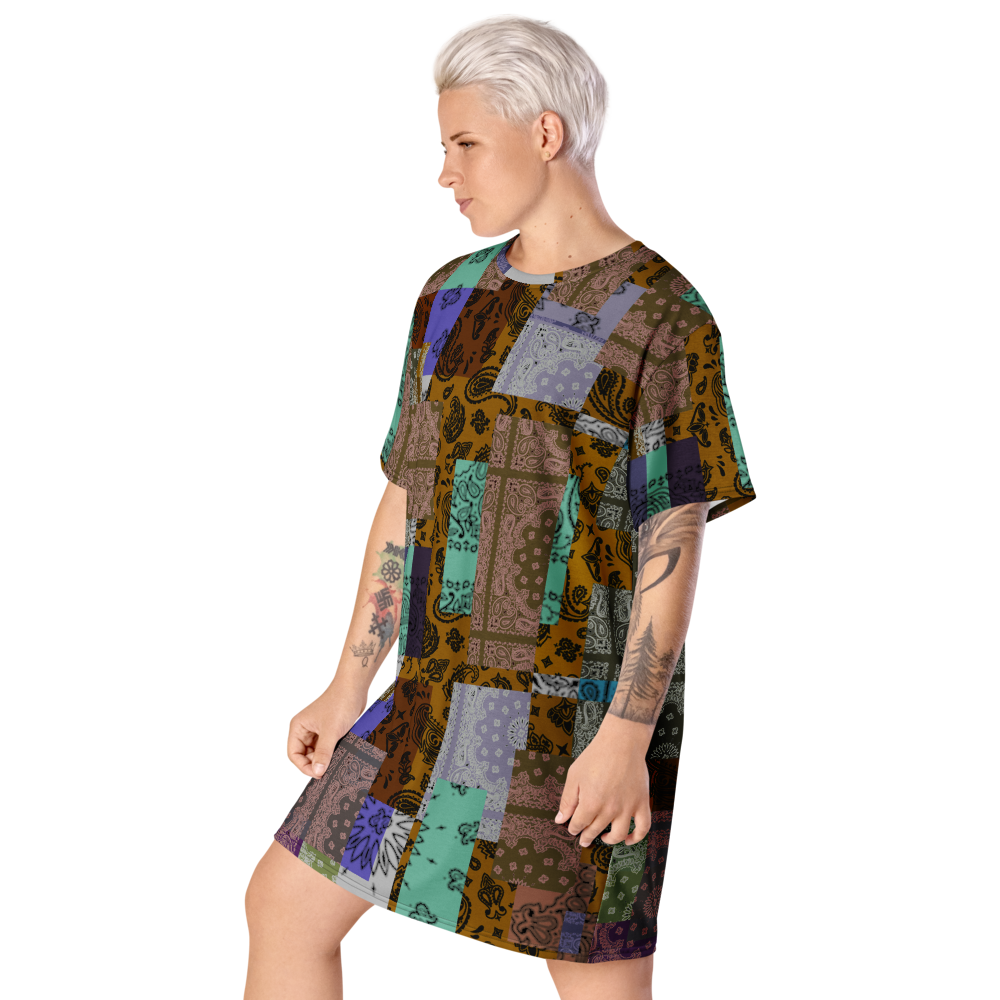 ROYAL ICONIC. | Patchwork Bandana Flag High End Modern Urban MuuMuu Tshirt Dress Custom Design #8