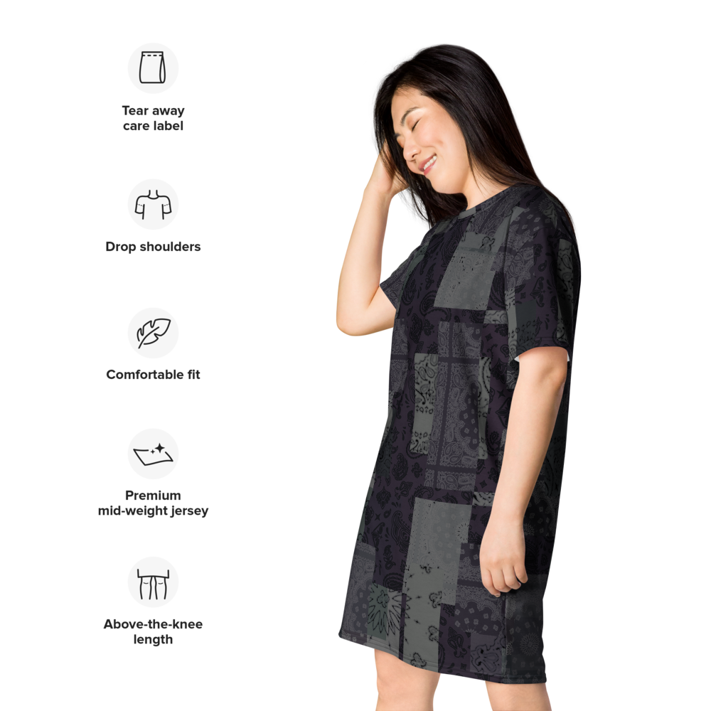 ROYAL ICONIC. | Patchwork Bandana Flag High End Modern Urban MuuMuu Tshirt Dress Custom Design #9