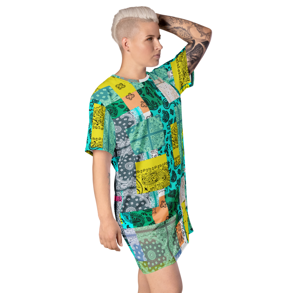 ROYAL ICONIC. | Patchwork Bandana Flag High End Modern Urban MuuMuu Tshirt Dress Custom Design #1