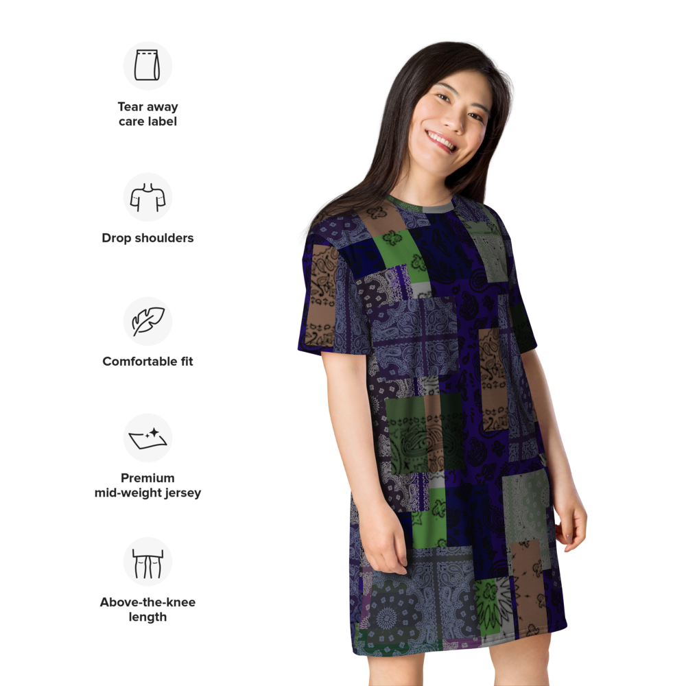 ROYAL ICONIC. | Patchwork Bandana Flag High End Modern Urban MuuMuu Tshirt Dress Custom Design #2