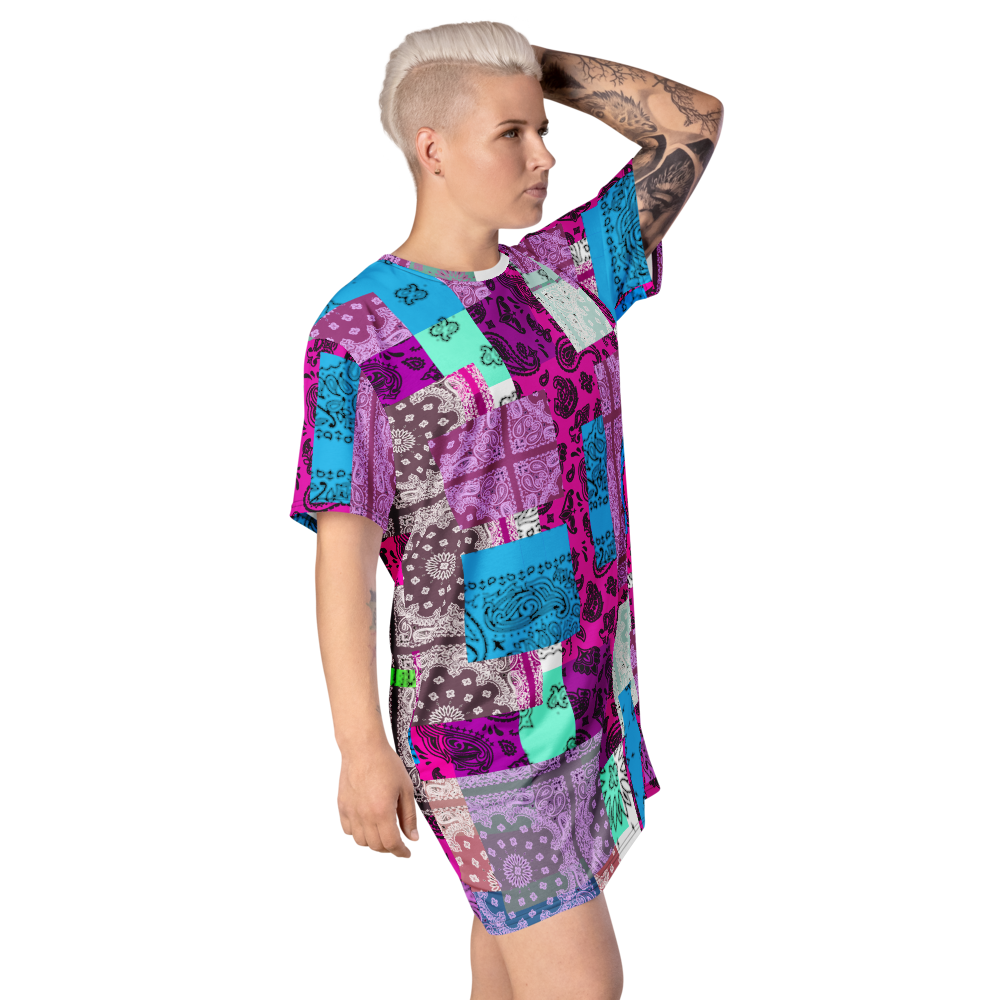 ROYAL ICONIC. | Patchwork Bandana Flag High End Modern Urban MuuMuu Tshirt Dress Custom Design #3