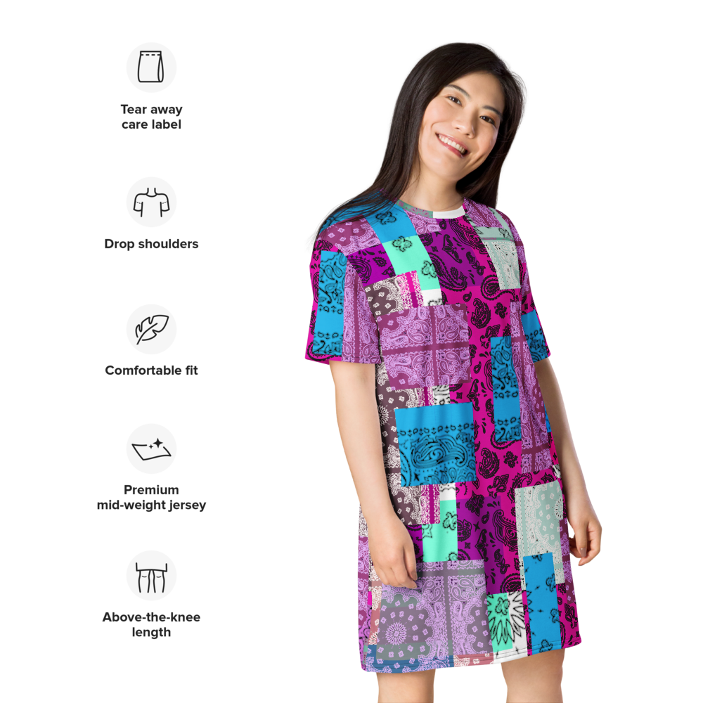 ROYAL ICONIC. | Patchwork Bandana Flag High End Modern Urban MuuMuu Tshirt Dress Custom Design #3