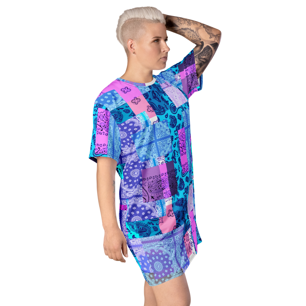 ROYAL ICONIC. | Patchwork Bandana Flag High End Modern Urban MuuMuu Tshirt Dress Custom Design #4