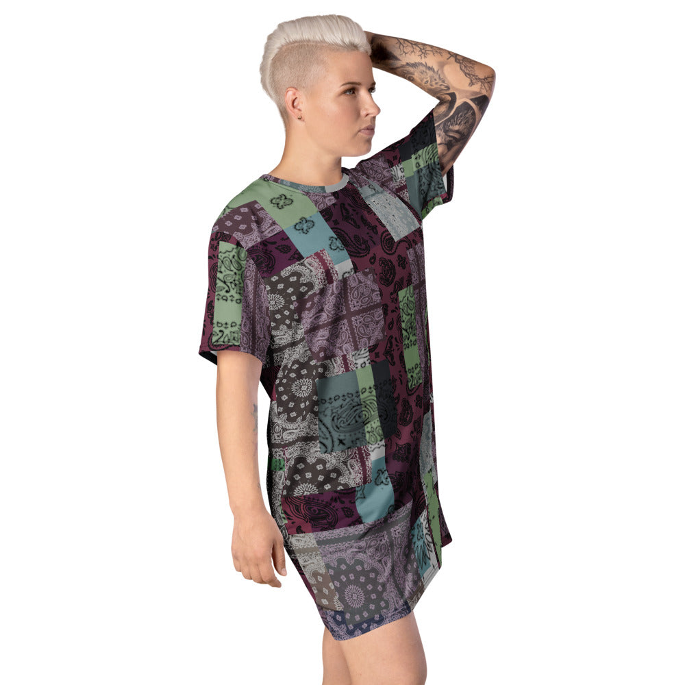 ROYAL ICONIC. | Patchwork Bandana Flag High End Modern Urban MuuMuu Tshirt Dress Custom Design #7