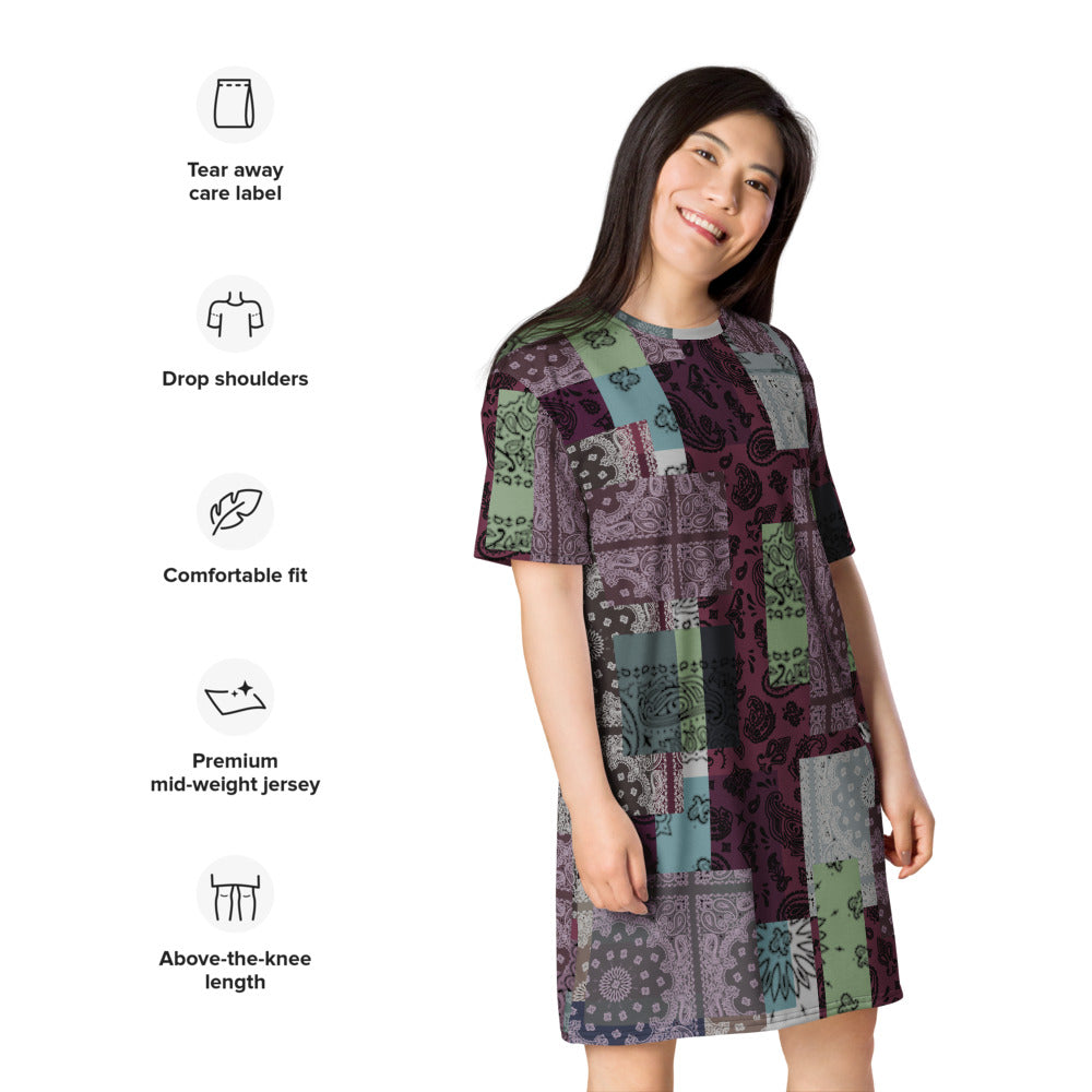 ROYAL ICONIC. | Patchwork Bandana Flag High End Modern Urban MuuMuu Tshirt Dress Custom Design #7