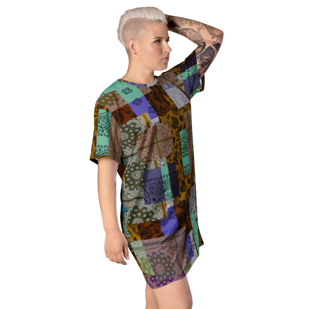 ROYAL ICONIC. | Patchwork Bandana Flag High End Modern Urban MuuMuu Tshirt Dress Custom Design #8