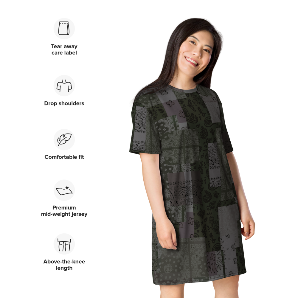 ROYAL ICONIC. | Patchwork Bandana Flag High End Modern Urban MuuMuu Tshirt Dress Custom Design #10