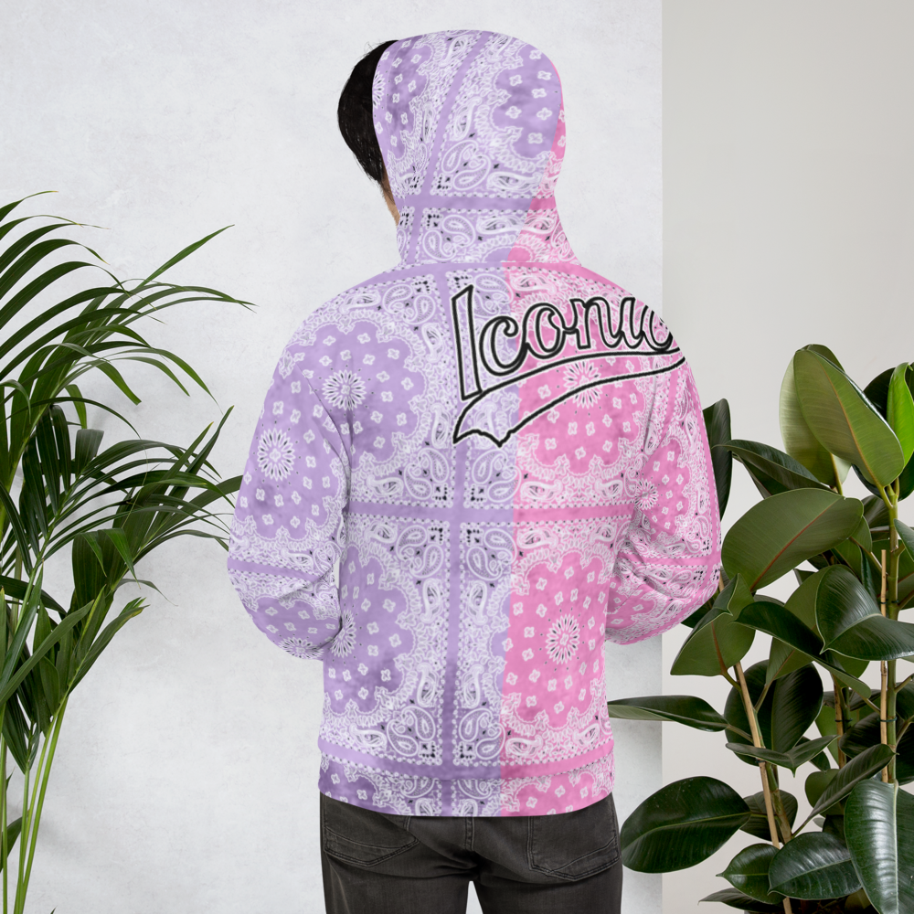 ROYAL ICONIC | Bandana Flag Tie Dye Acid Wash Aether Pour Unisex Hoodie HueMan Gang Half N' Half Pink Purple