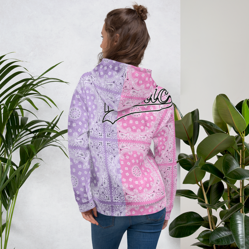 ROYAL ICONIC | Bandana Flag Tie Dye Acid Wash Aether Pour Unisex Hoodie HueMan Gang Half N' Half Pink Purple