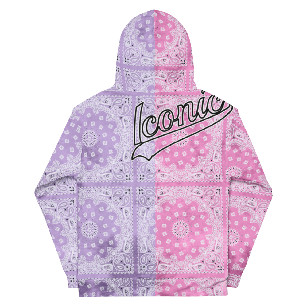 ROYAL ICONIC | Bandana Flag Tie Dye Acid Wash Aether Pour Unisex Hoodie HueMan Gang Half N' Half Pink Purple