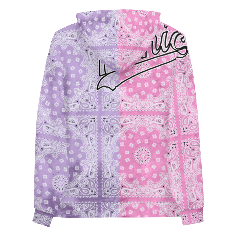 ROYAL ICONIC | Bandana Flag Tie Dye Acid Wash Aether Pour Unisex Hoodie HueMan Gang Half N' Half Pink Purple