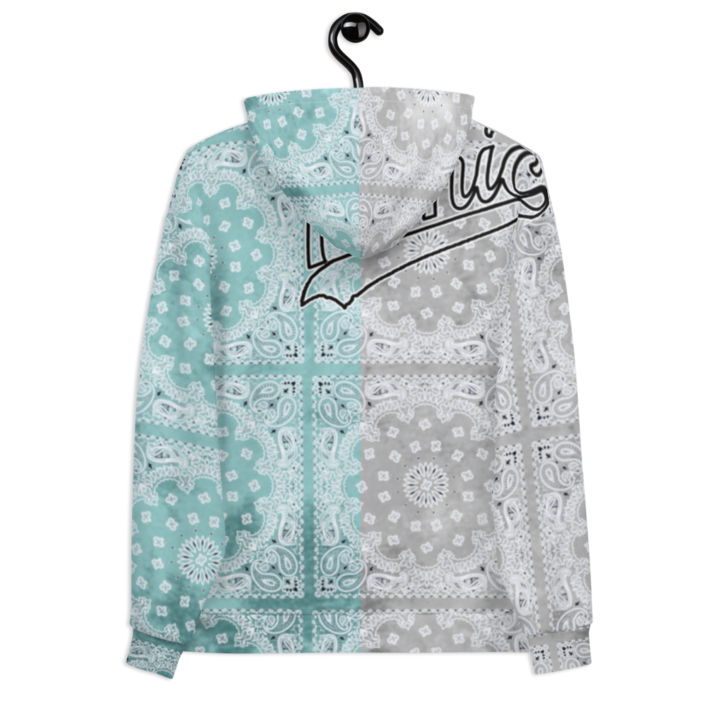 ROYAL ICONIC | Bandana Flag Tie Dye Acid Wash Aether Pour Unisex Hoodie HueMan Gang Half N' Half Grey Blue
