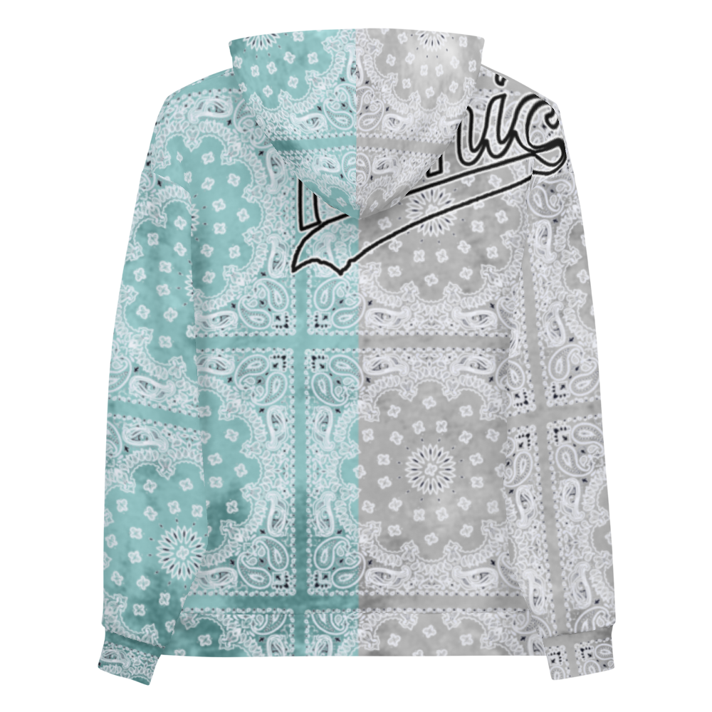 ROYAL ICONIC | Bandana Flag Tie Dye Acid Wash Aether Pour Unisex Hoodie HueMan Gang Half N' Half Grey Blue