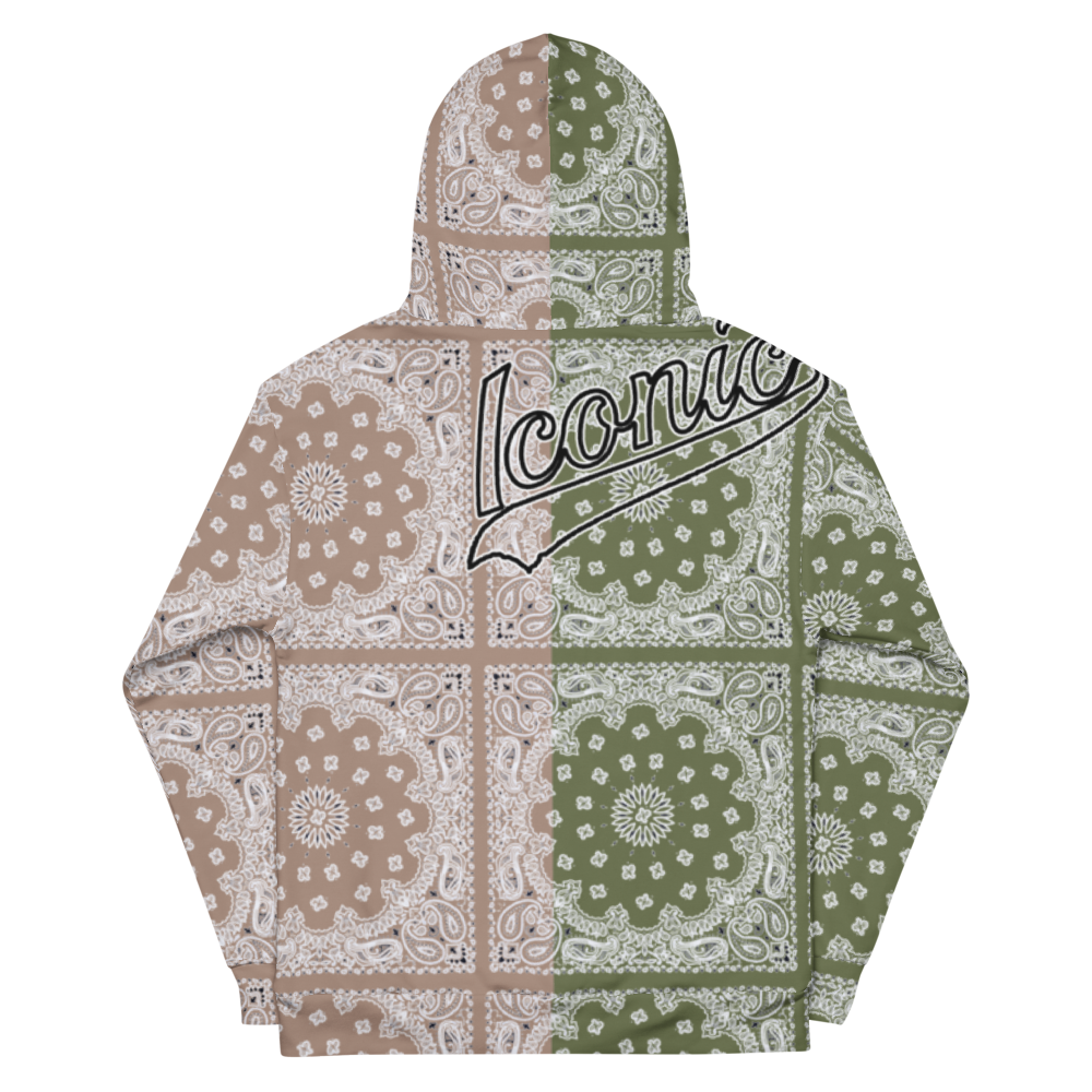 ROYAL ICONIC | Bandana Flag Tie Dye Acid Wash Aether Pour Unisex Hoodie HueMan Gang Half N' Half Olive Nude Khaki