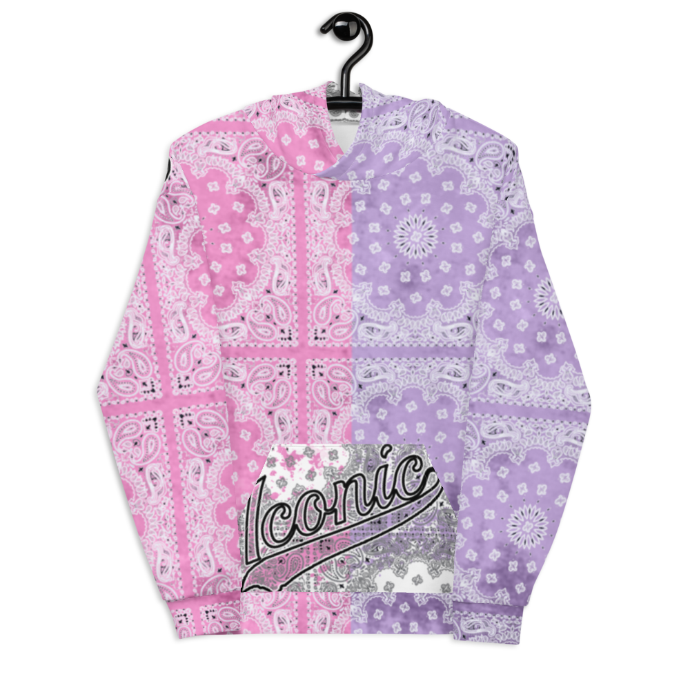ROYAL ICONIC | Bandana Flag Tie Dye Acid Wash Aether Pour Unisex Hoodie HueMan Gang Half N' Half Pink Purple