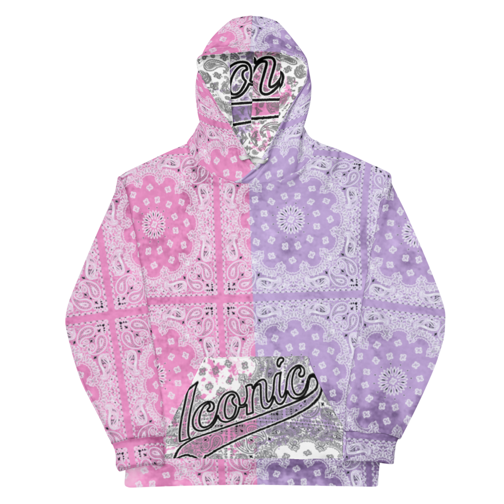 ROYAL ICONIC | Bandana Flag Tie Dye Acid Wash Aether Pour Unisex Hoodie HueMan Gang Half N' Half Pink Purple
