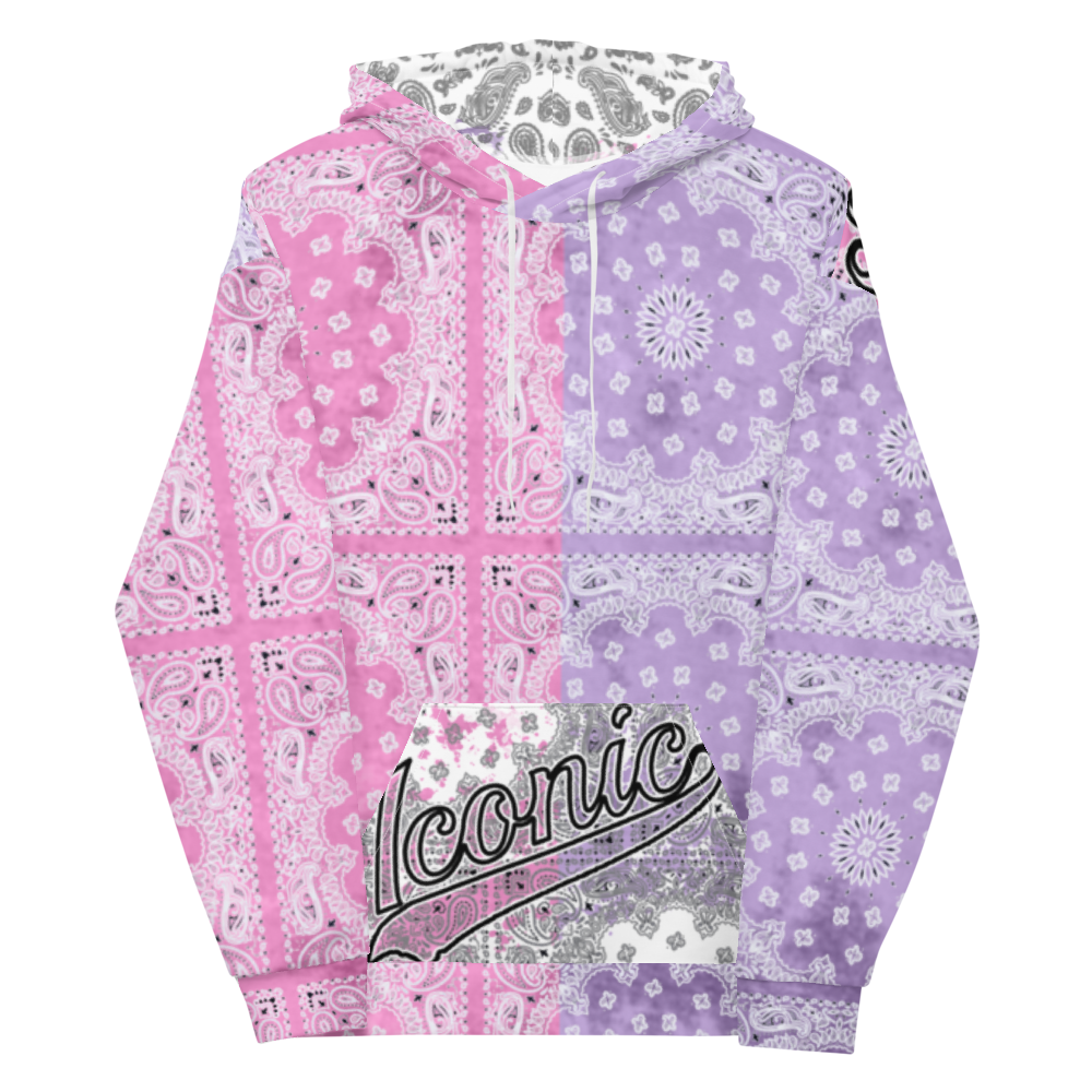 ROYAL ICONIC | Bandana Flag Tie Dye Acid Wash Aether Pour Unisex Hoodie HueMan Gang Half N' Half Pink Purple