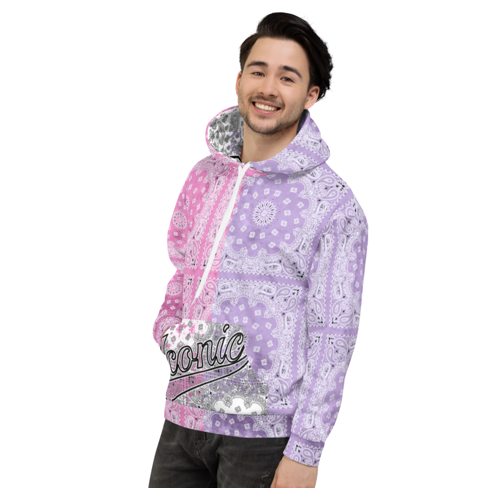 ROYAL ICONIC | Bandana Flag Tie Dye Acid Wash Aether Pour Unisex Hoodie HueMan Gang Half N' Half Pink Purple