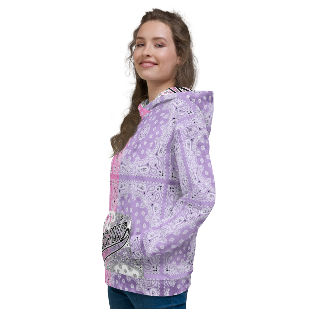 ROYAL ICONIC | Bandana Flag Tie Dye Acid Wash Aether Pour Unisex Hoodie HueMan Gang Half N' Half Pink Purple
