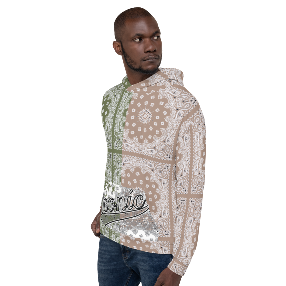 ROYAL ICONIC | Bandana Flag Tie Dye Acid Wash Aether Pour Unisex Hoodie HueMan Gang Half N' Half Olive Nude Khaki