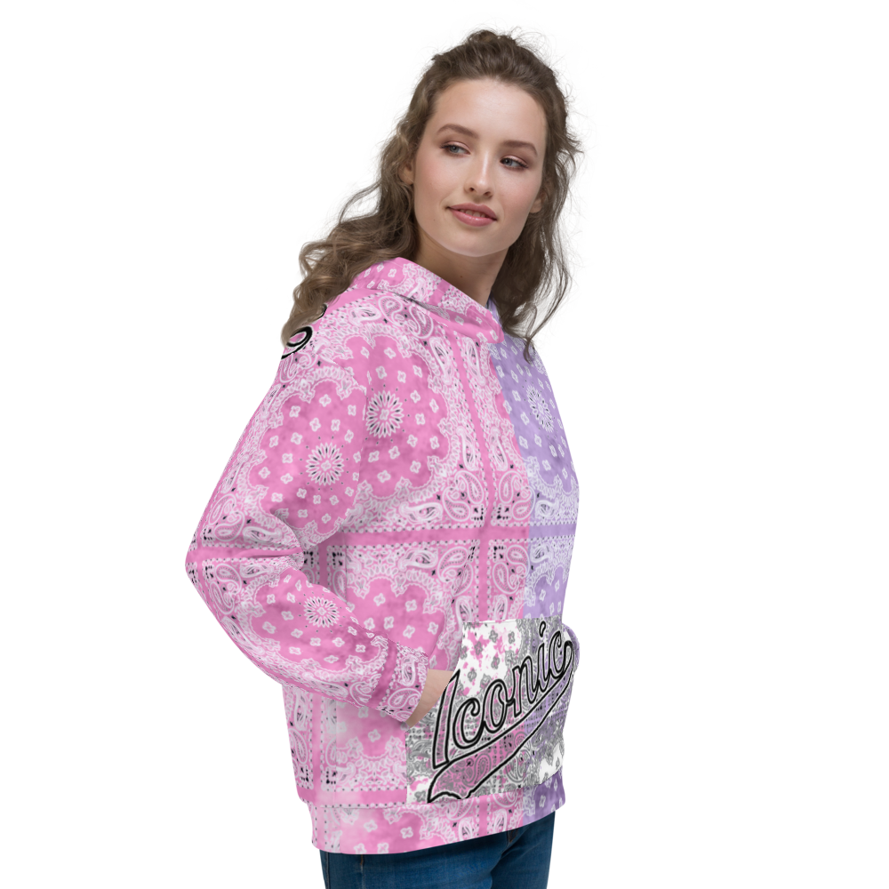 ROYAL ICONIC | Bandana Flag Tie Dye Acid Wash Aether Pour Unisex Hoodie HueMan Gang Half N' Half Pink Purple