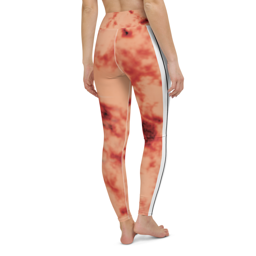 CRXWN | Royal Urban Resort | Trippy Drippy Bleach Acid Wash with Malibu Stripe Yoga Leggings 700 Sun Pink Meat
